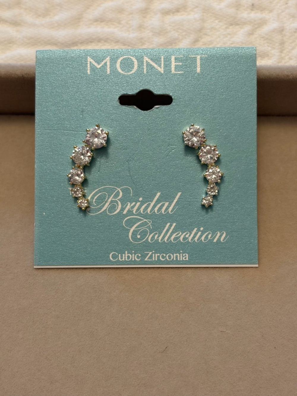 Monet Silver-Tone Cubic Zirconia Ear Climbers with Clear Stones